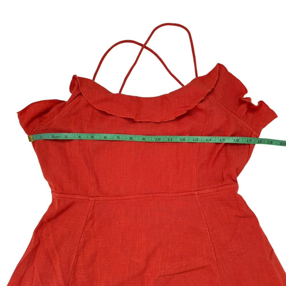 FREE PEOPLE Orange More Than Gauze Cotton Tie-Back Halter Mini Dress Size Large - Picture 8 of 13
